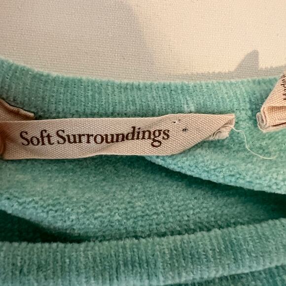 Soft Surroundings Chenille Striped Sweater Women's M Wide 3/4 Sleeve Aqua Orange - Picture 3 of 8